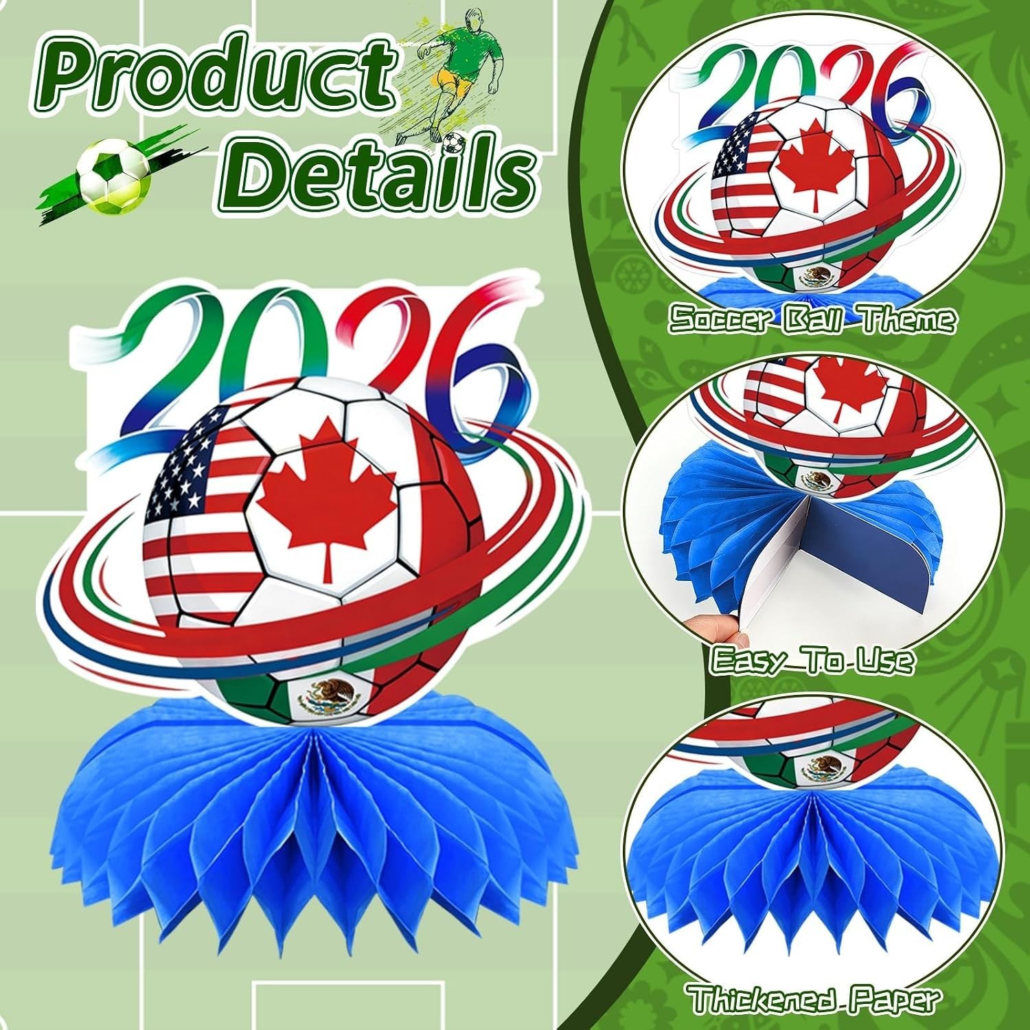10Pcs Soccer Honeycomb Centerpieces for Exciting Football Themed Celebrations