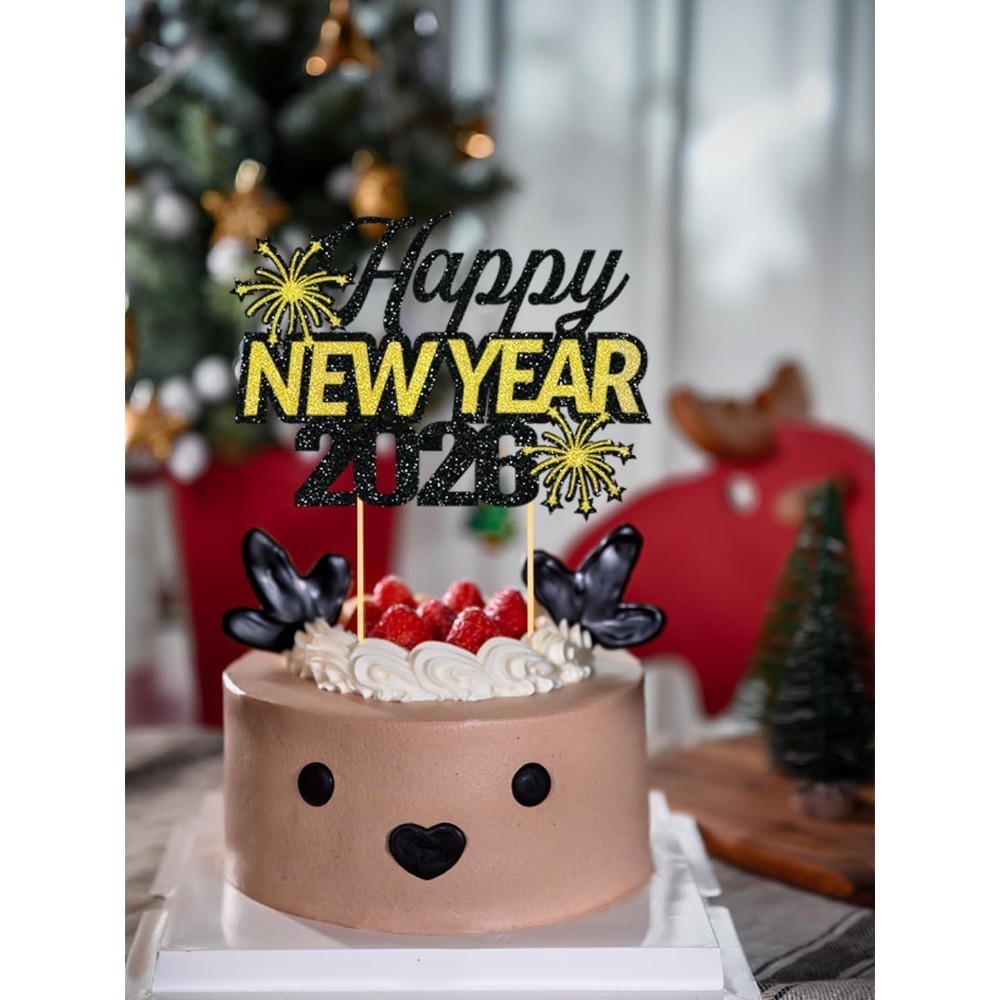 New Year Cake Toppers for New Year Party Decoration Supplies (happy new year)