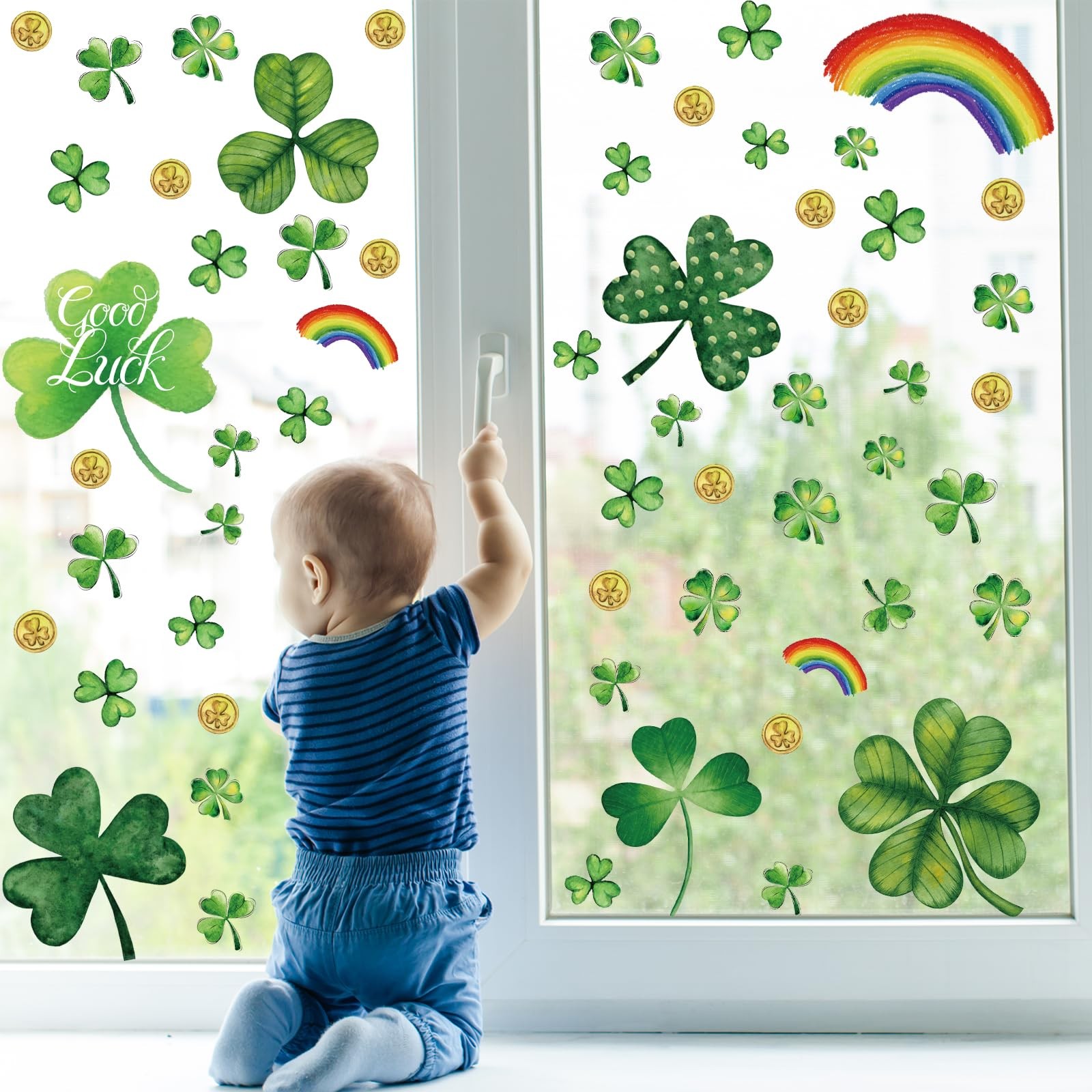 St Patricks Day Decorations,St Window Clings 122 PCS Green