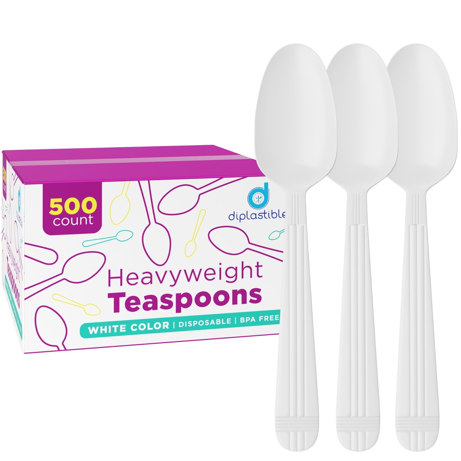 500 Heavyweight Disposable White Plastic Tea Spoons – Perfect for Parties & Even