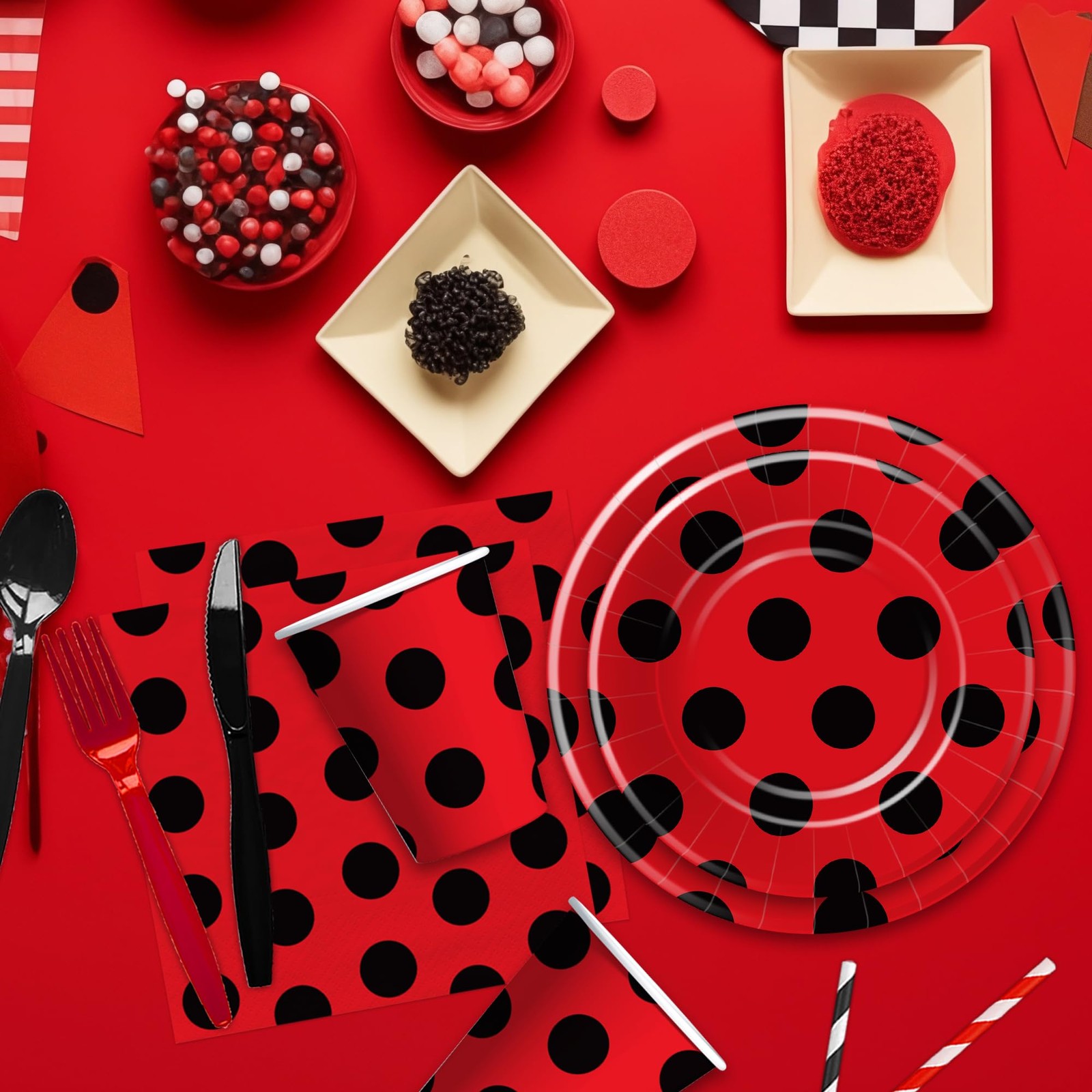 Ladybug Birthday Party Decorations Tableware – Ladybug Party Supplies, Plate,…