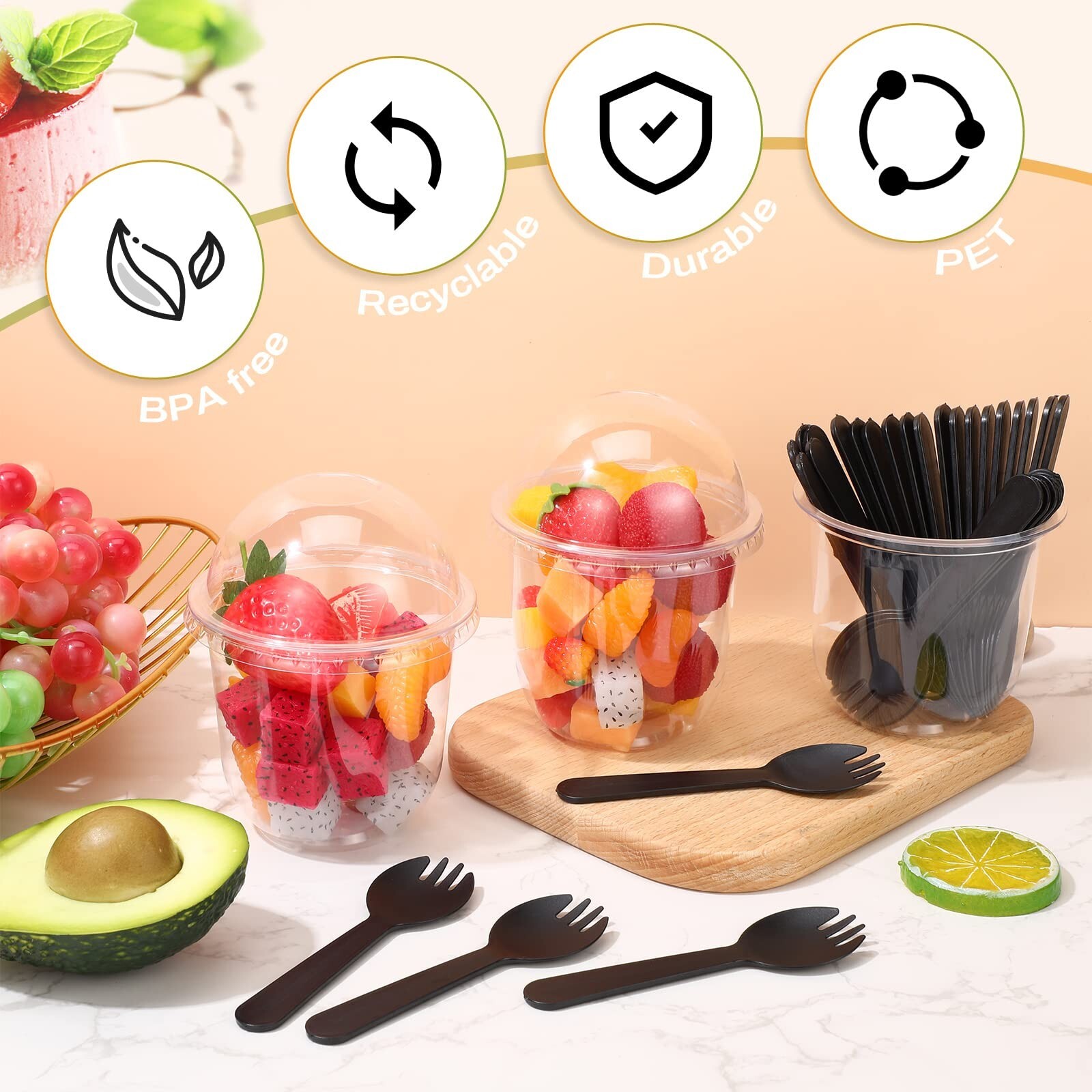 200 Pack Clear Plastic Cups Dessert Cups Yogurt Parfait Cups with Lids Clear …