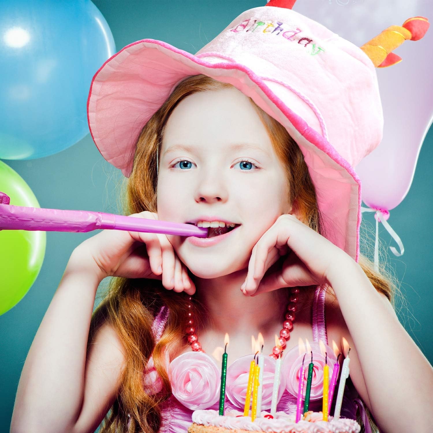 Blue Plush Happy Birthday Cake Hat Unisex Adult Size Fancy Dress Party Hats
