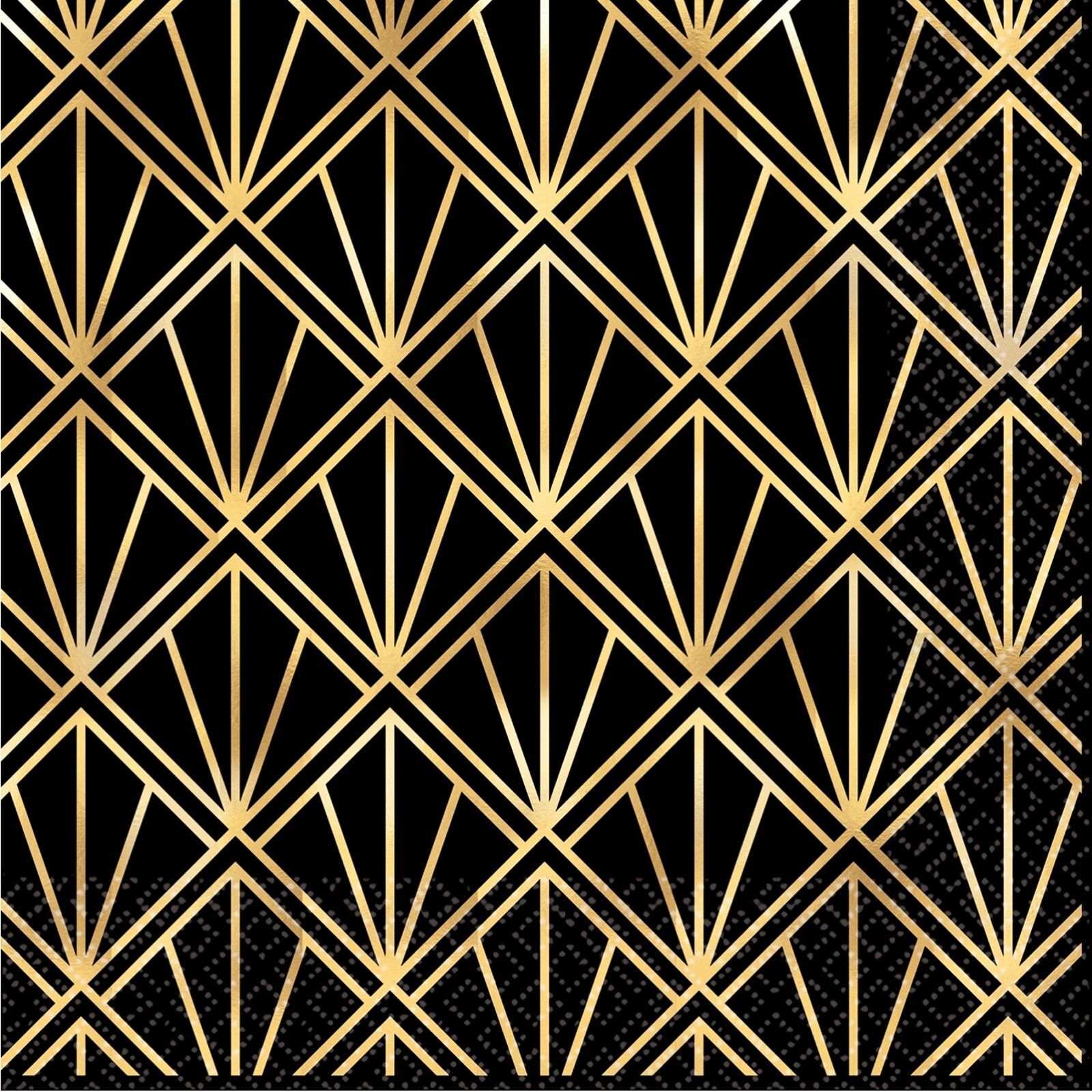 16 GLITZ AND GLAM LUNCH NAPKINS PARTY TABLE DECORATION ART DECO GATSBY 20’S NYE