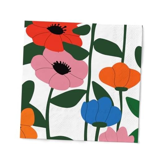 Pack Designer Paper Napkins, 3 6.5 x 6.5 inches, Luncheon Size 20 Vivid Bloom