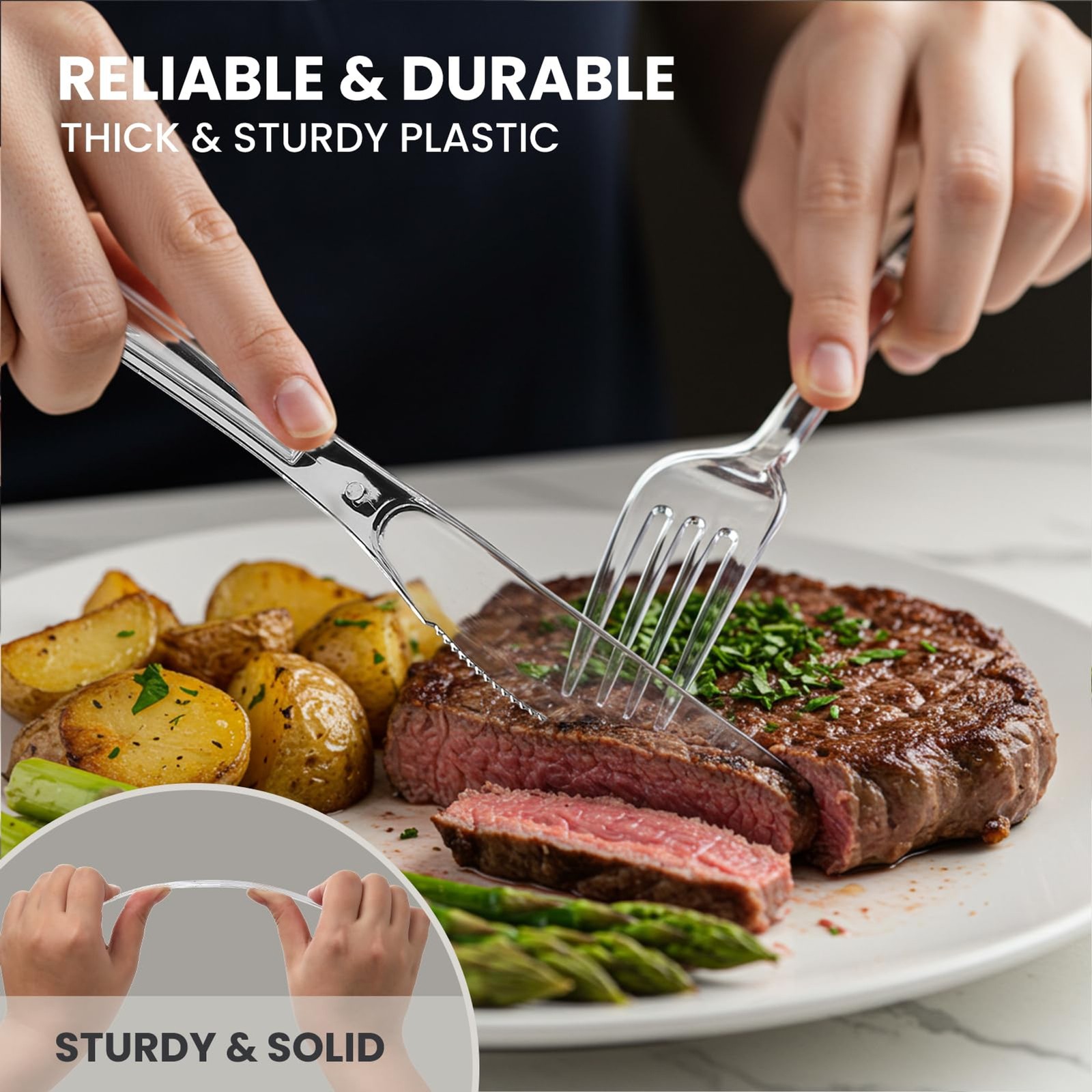 400 Count Heavy Duty Plastic Silverware, BPA-Free, Clear Plastic Cutlery Set, Pr