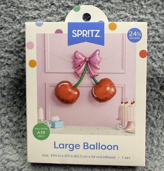 Spritz Large Foil Balloon 24 5/8×21 1/4 Red Cherry Air Fill Party Decor New