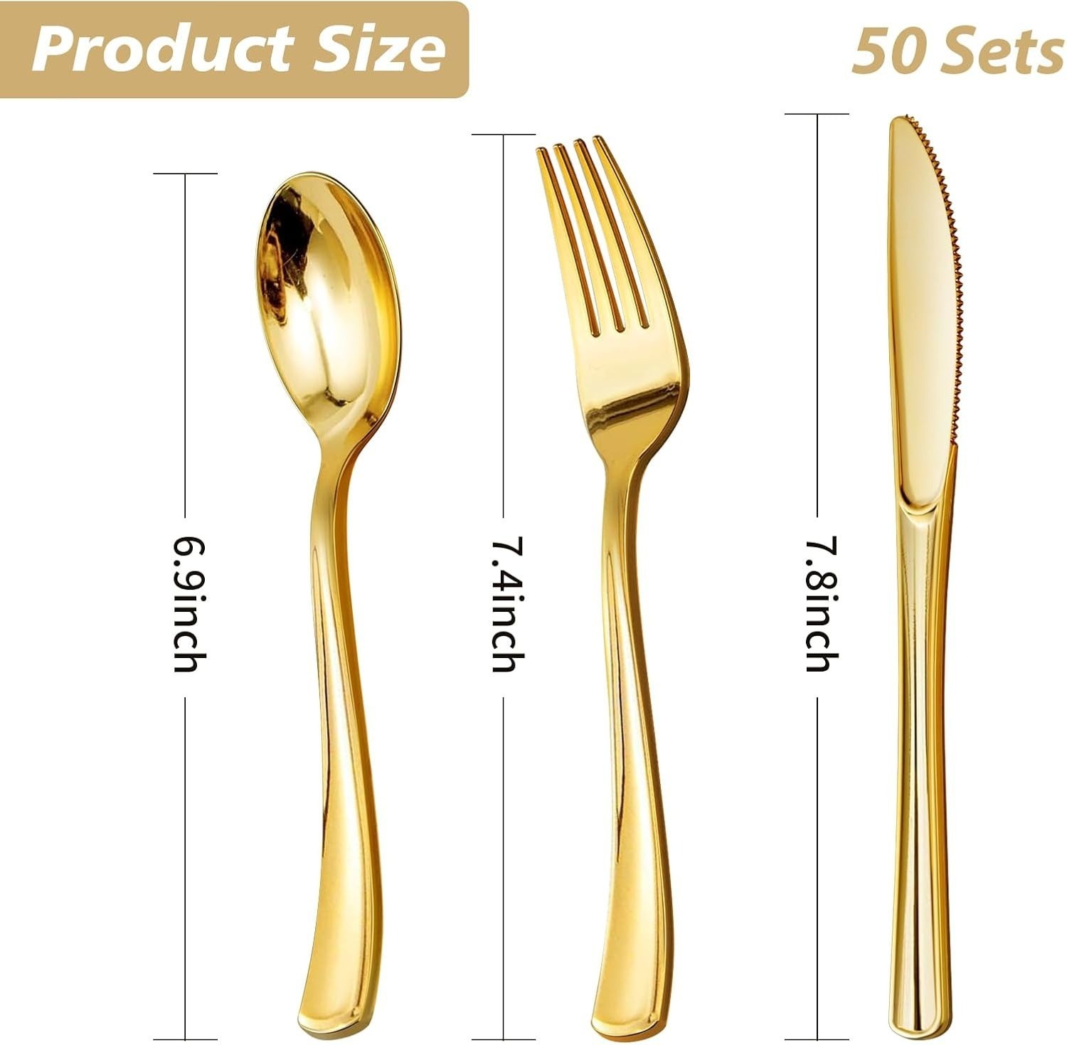 150pcs Gold Plastic Silverware Disposable Cutlery Forks Spoons Knives Party