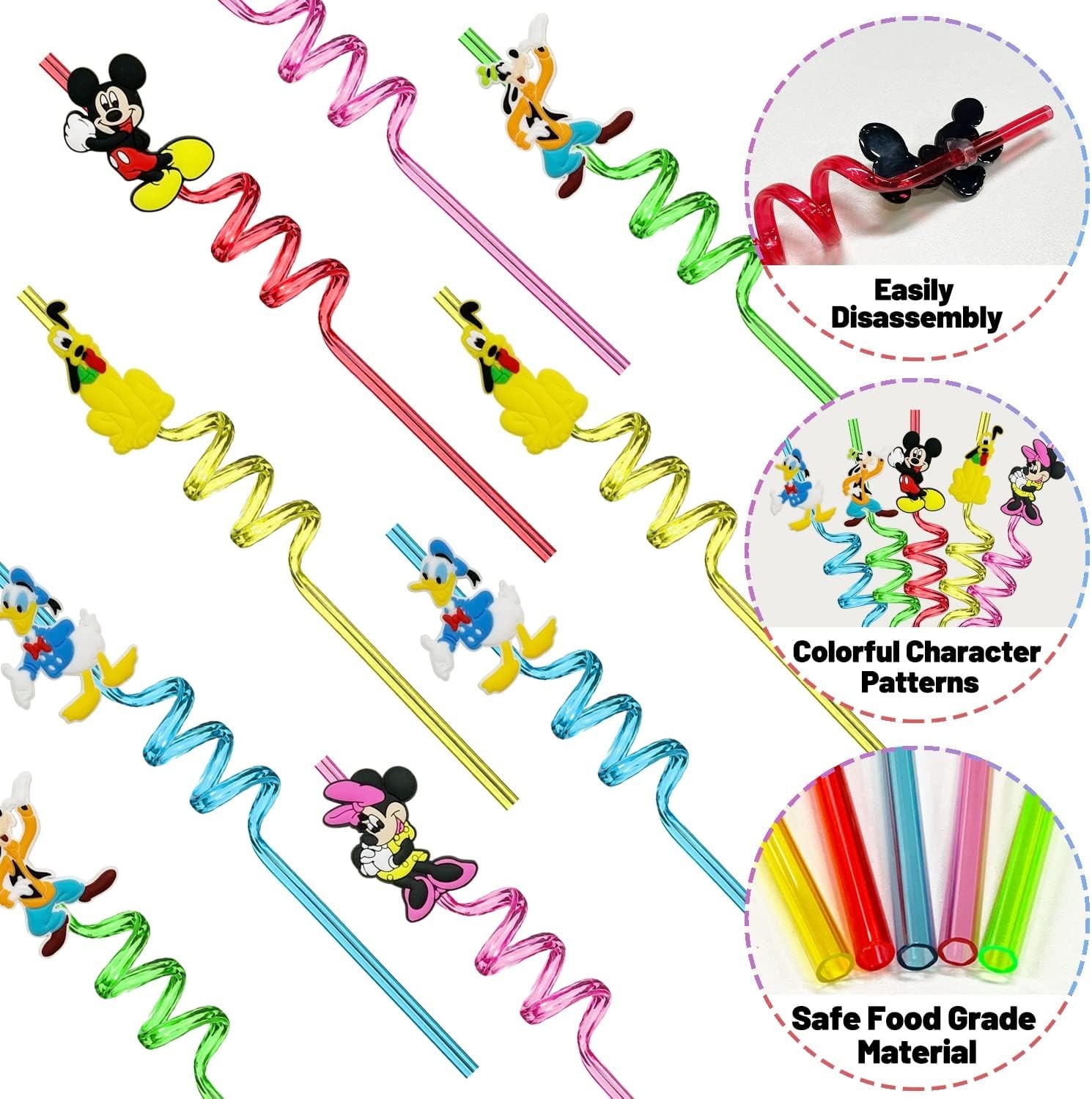 25pcs Mouse Straws Mouse Party Supplies Favors With 2pcs Cleaning Brush Plast…