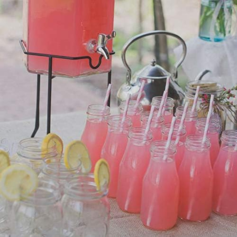 Biodegradable Pink Paper Straws, Pack of 100 Party Straws for Juice, Cocktail, S