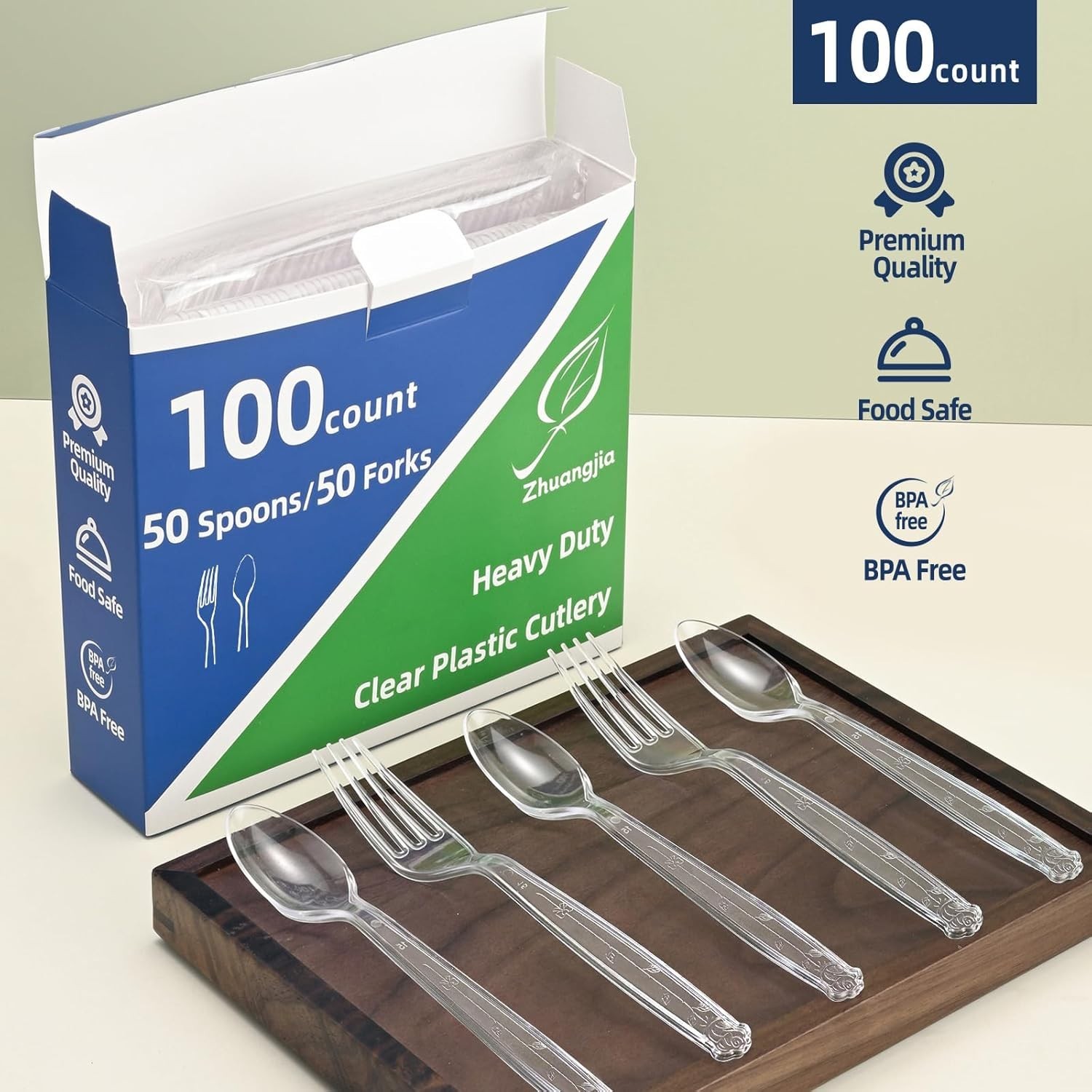 Elegant 100-Pack Clear Plastic Spoons – Heat Resistant and Dishwasher Safe