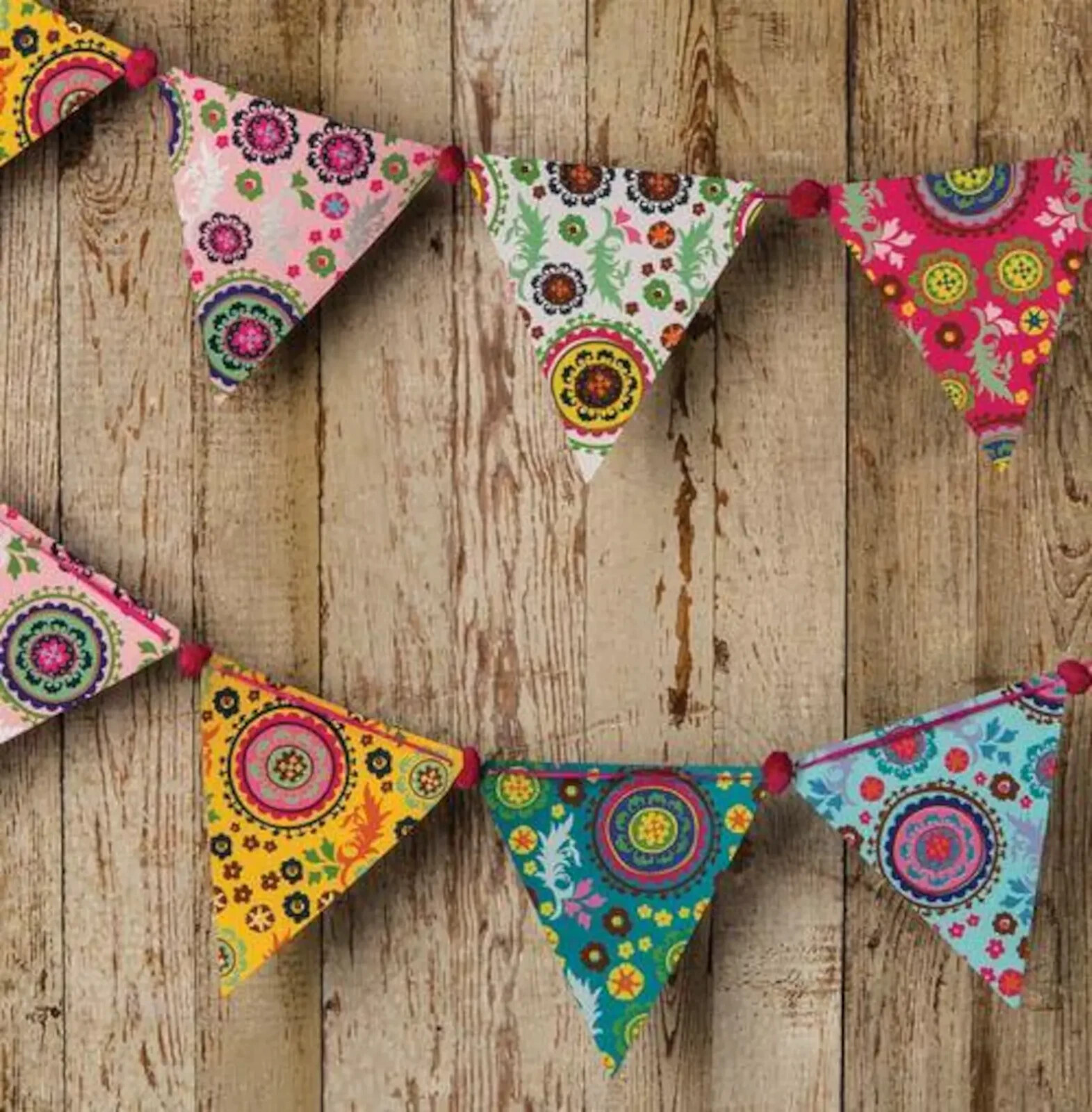 Vintage Fabric Bunting Flag Colorful Boho Bunting Handmade Cotton Banner Garland