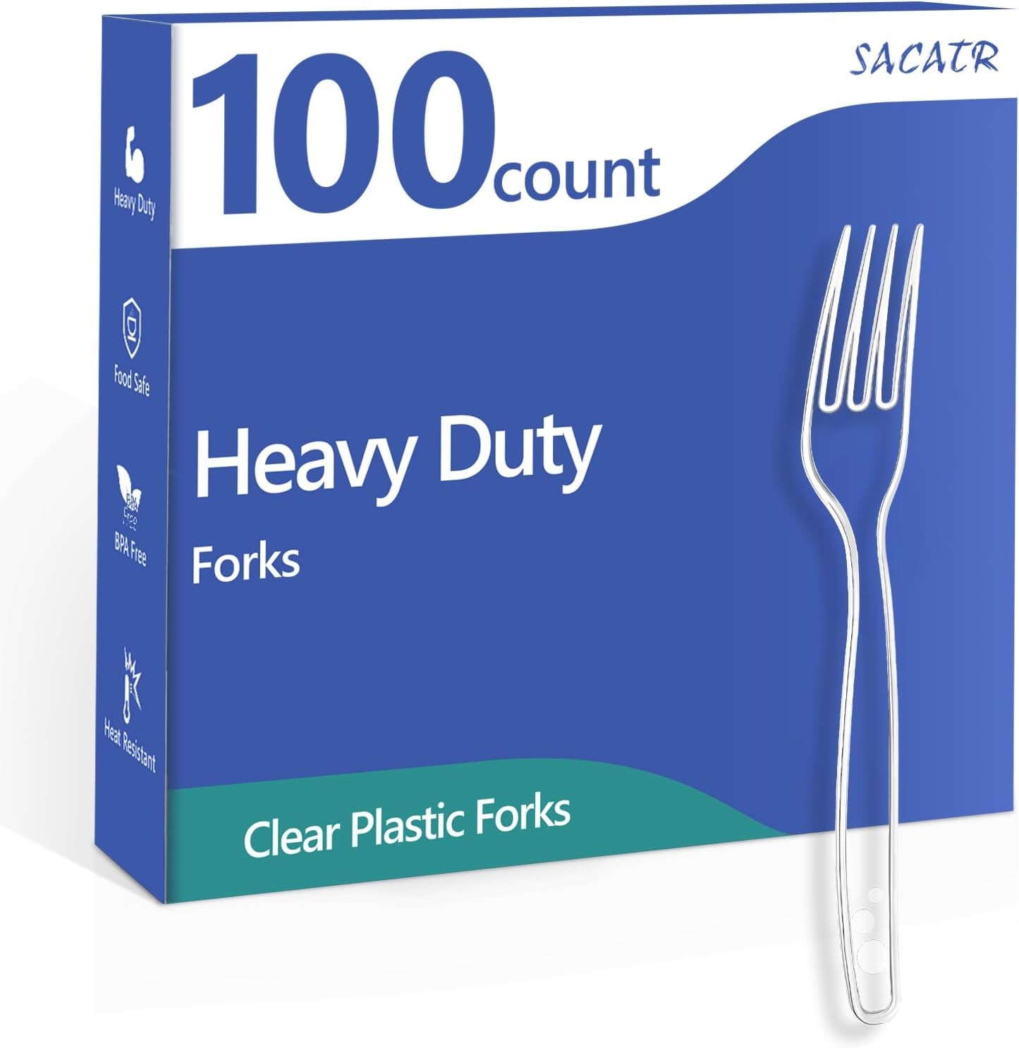 100 Count Disposable Plastic Forks,Heavy Duty Plastic Forks, Clear Plastic