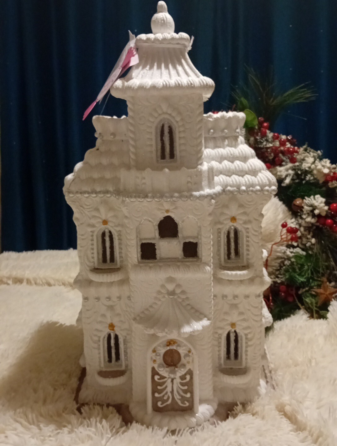 Tk Maxx Christmas Extra Large Iced White Sparkly Light Up Gingerbread House RARE