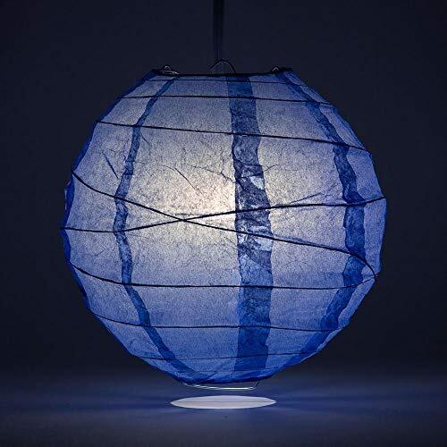 Quasimoon 12″ Astra Blue / Very Periwinkle Round Paper Lantern, Crisscross Ri…