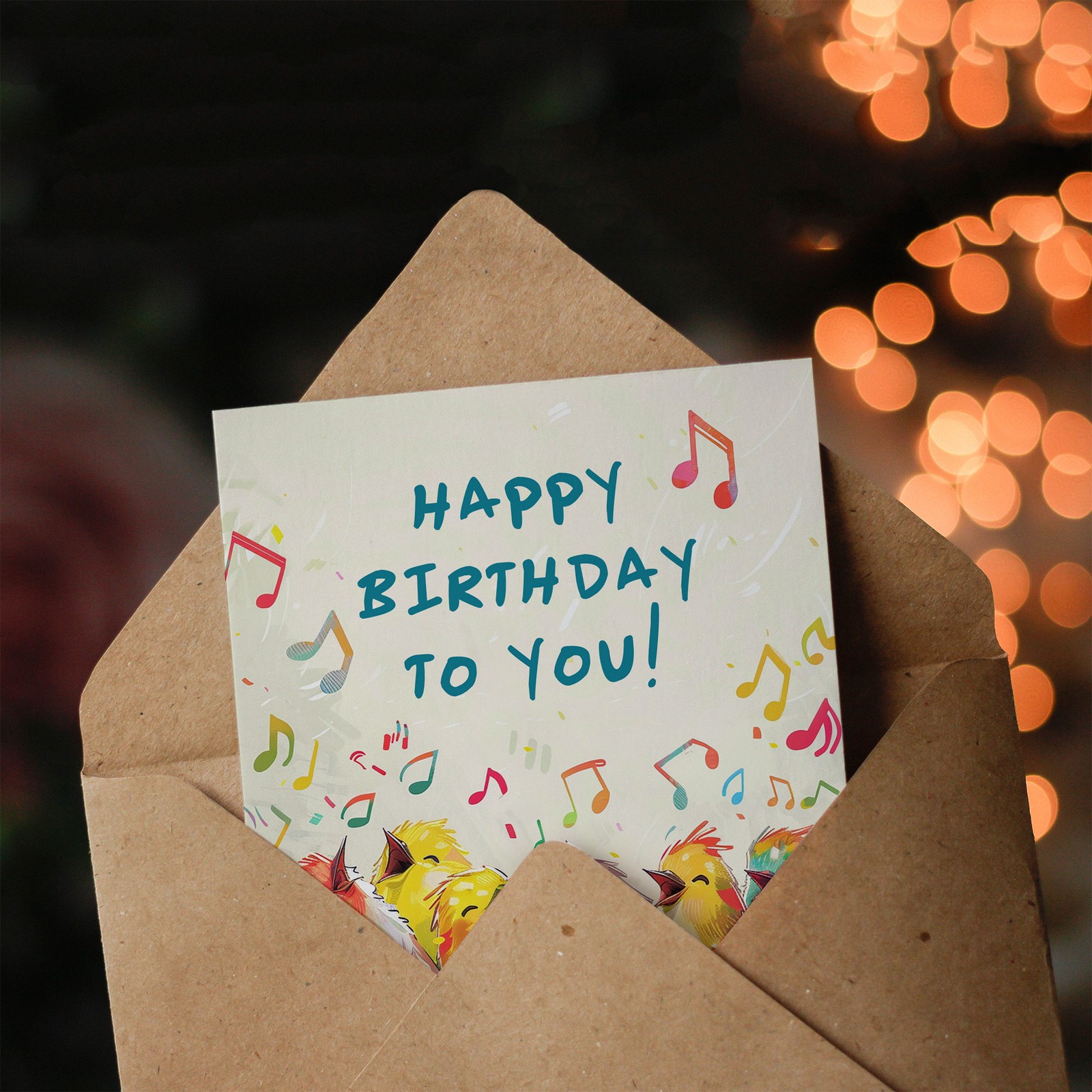 Birthday Card Colourful Birds Singing Happy Birthday Illustration For Girl Boy