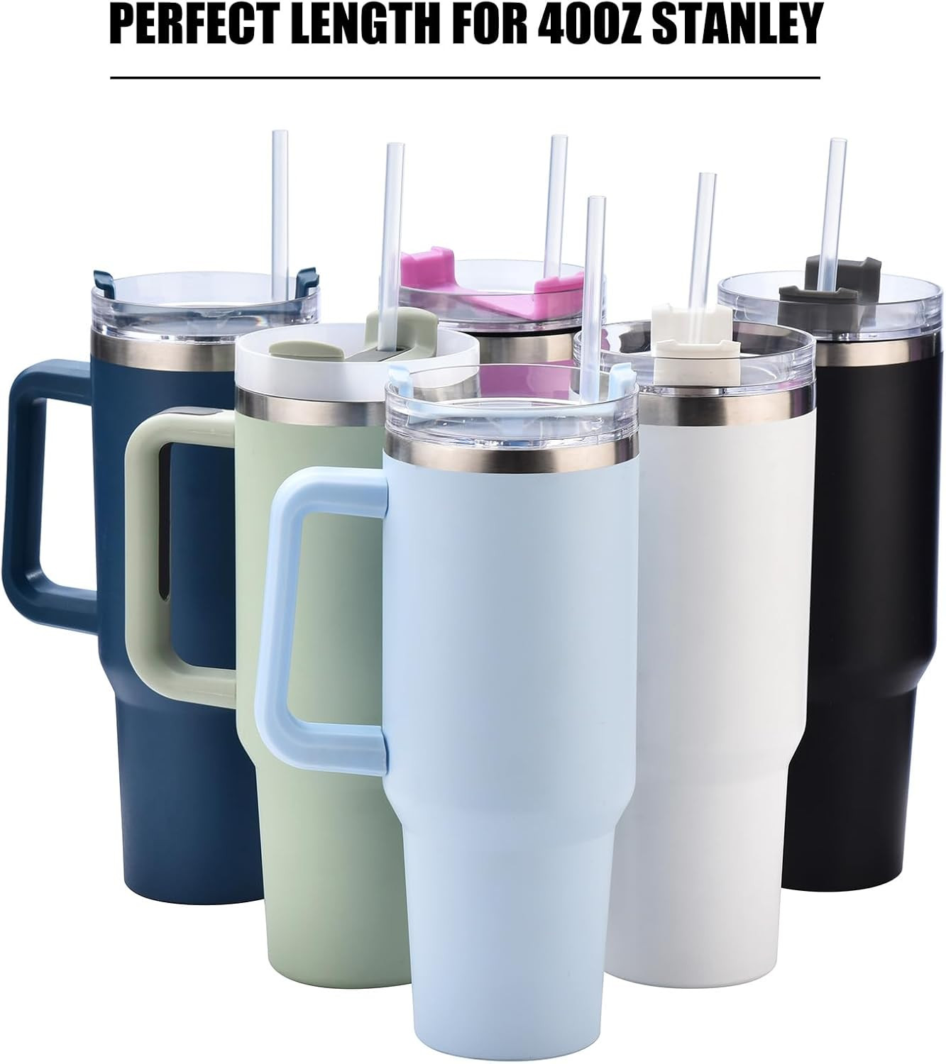 ALINK 12-Pack Reusable Plastic Clear Straws, 13 Inch Extra Long Tumbler Straws f