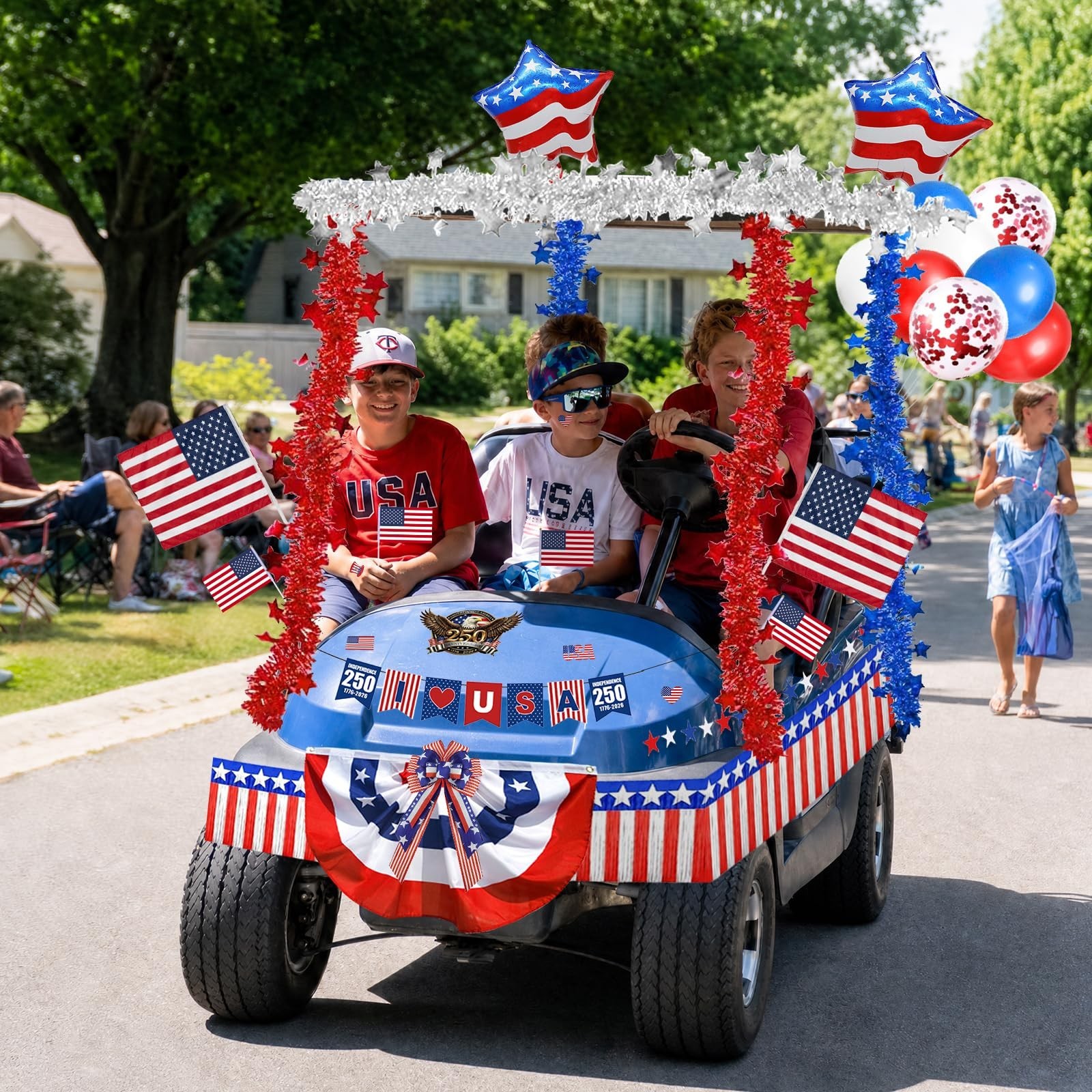4th of July Car Parade Decorations Patriotic Golf Cart Decor,250th Anniversary