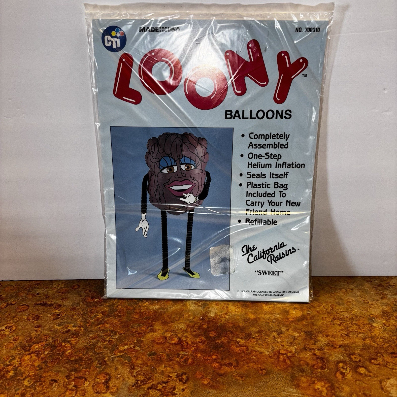 Vintage 1988 CTI Loony Balloons Sweet California Raisins Sealed