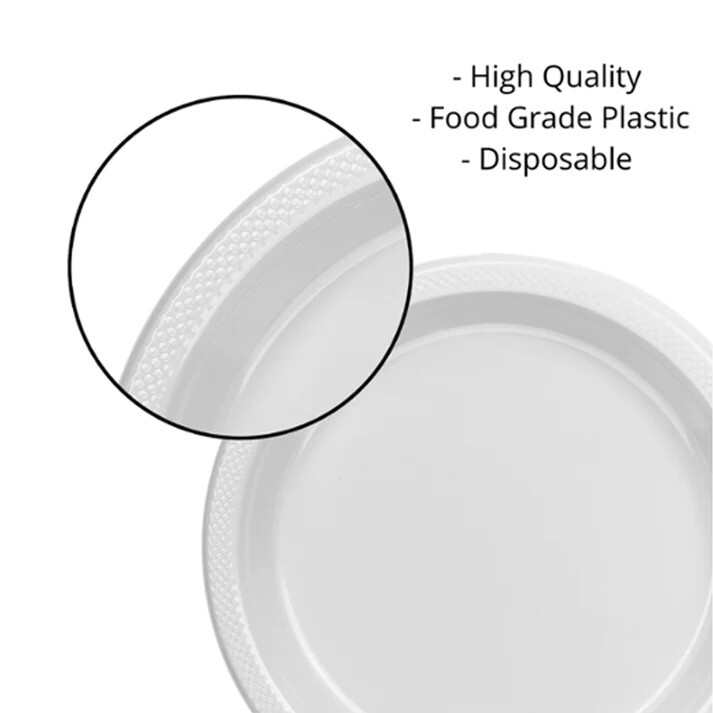 400 Packs 10in Disposable BPA Free Plastic Plates Light Weigh White Party Plates