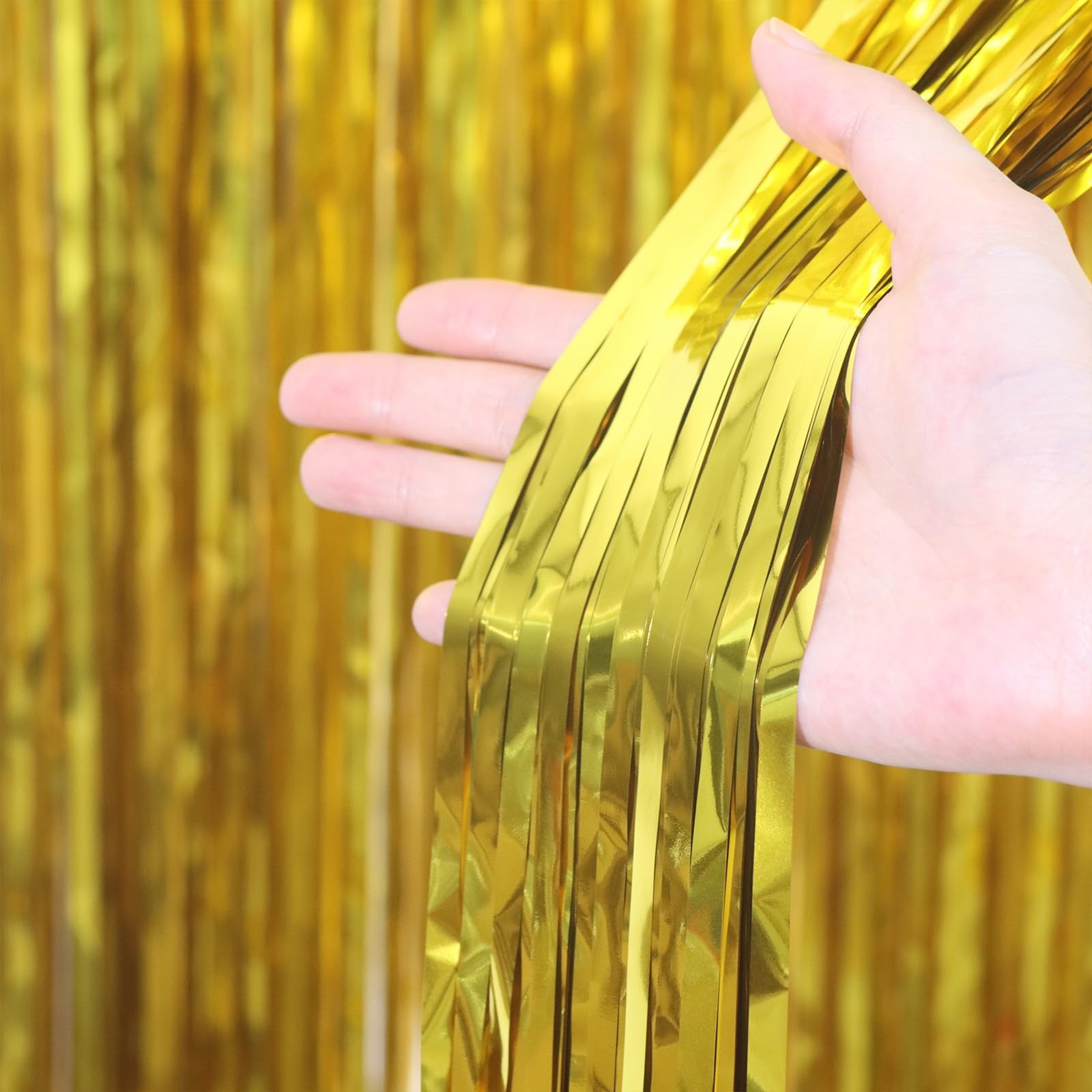 Voircoloria 3.3 x 6.6 ft Foil Fringe Backdrop Curtains, Tinsel Streamers Part…