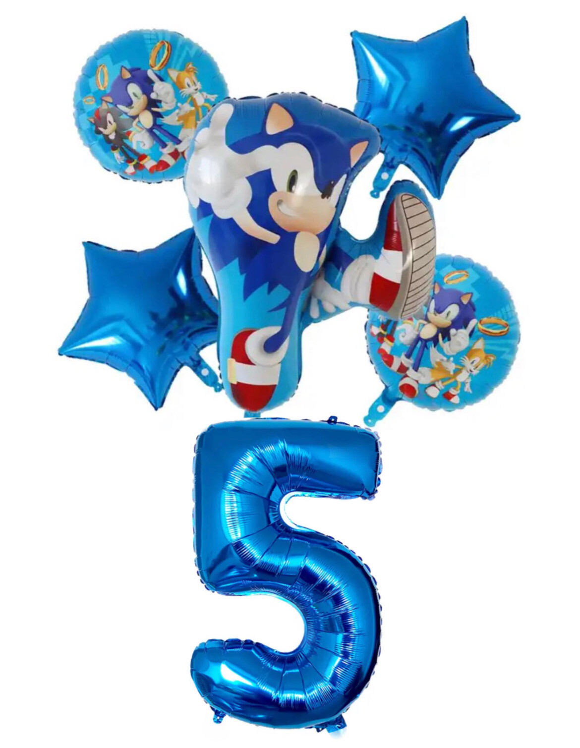 6pcs Sonic The Hedgehog Foil Number Balloons Birthday Decorations Boy Girl Sonic