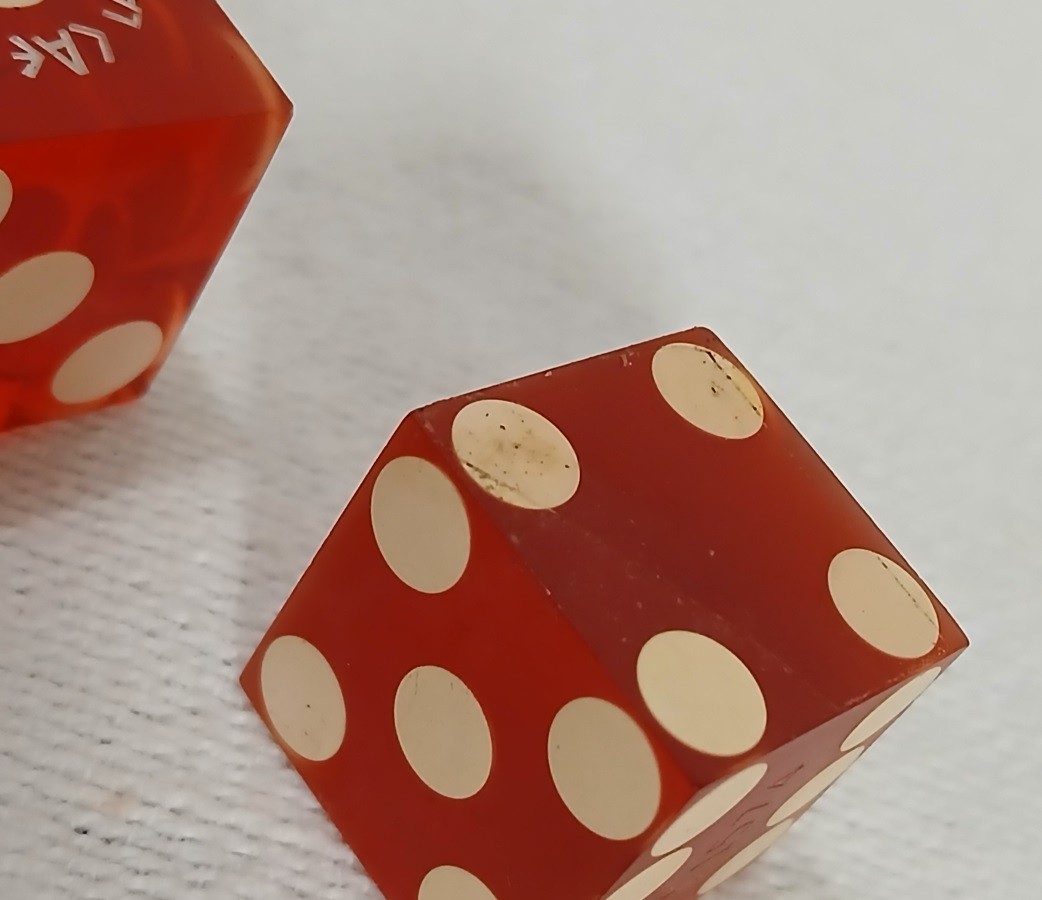 Authentic Las Vegas & California Hotel Casino Table-Played 19mm Craps Dice Pair