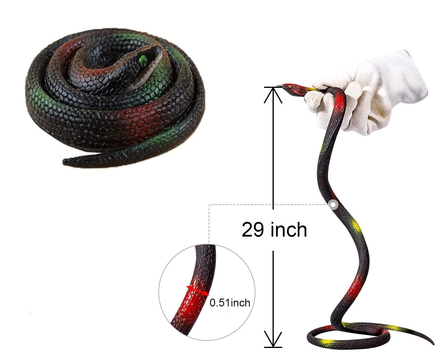 Realistic Rubber Snakes to Keep Birds Away – 4 Pieces 29 Inch Fake Snake Toys…
