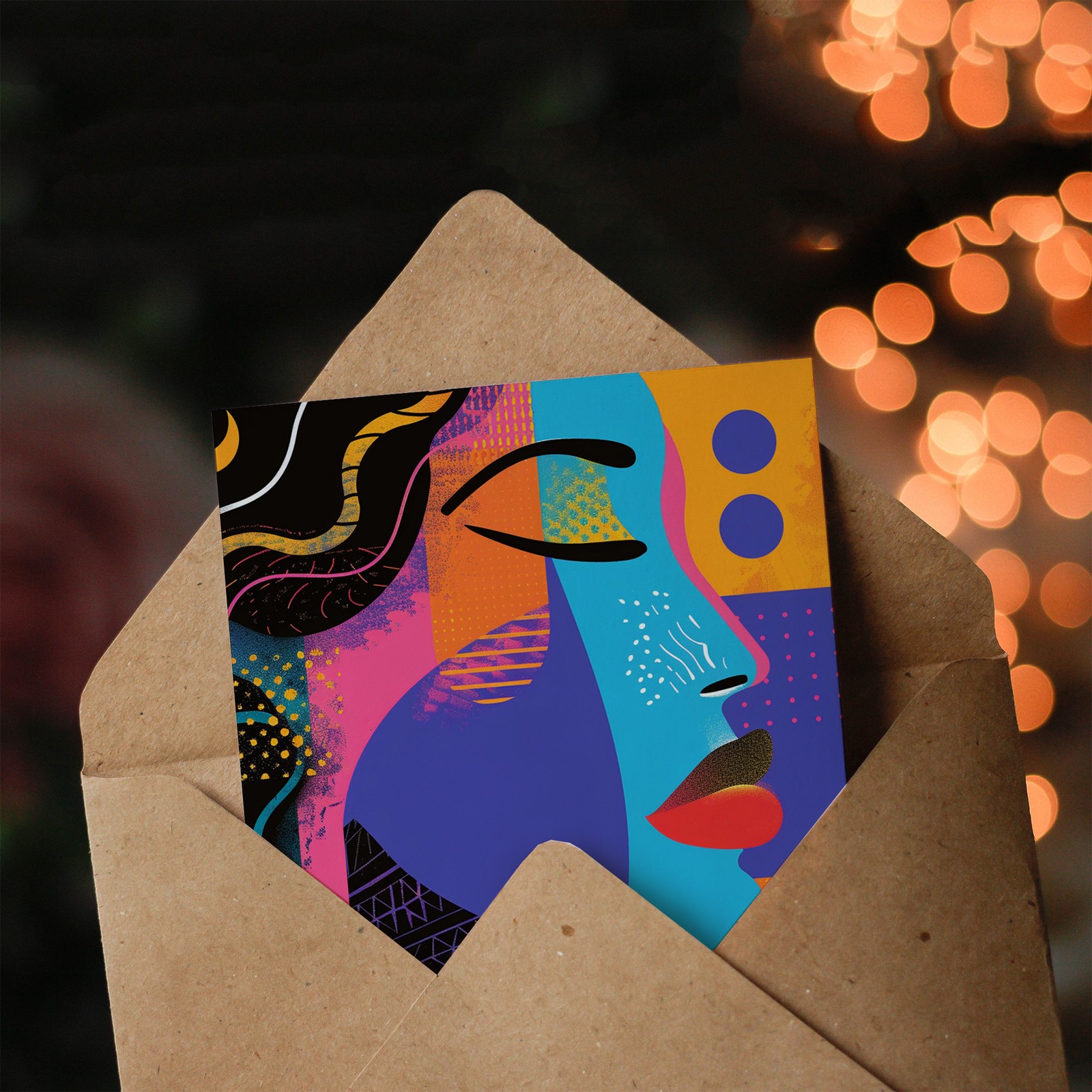 Patterns Of Her Mind Vibrant Abstract Pop Art Birthday Card