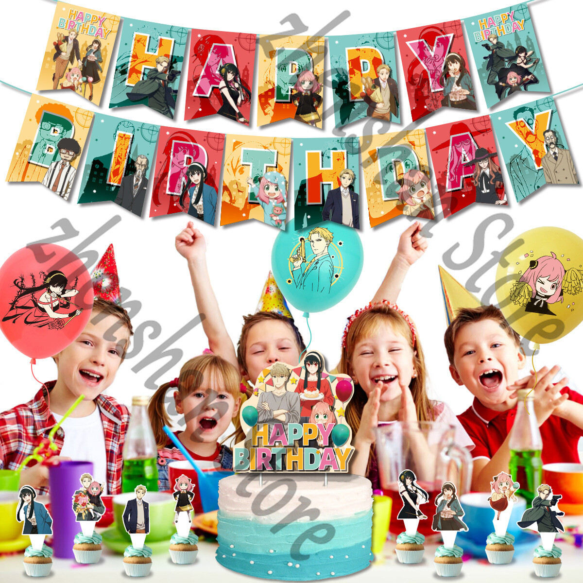 SPY×FAMILY Supplies Birthday Party Set Balloons Cake Toppers Banner Decor Gift A