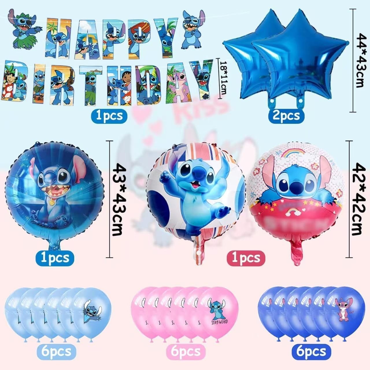 Stitch Birthday Party Supplies Set Balloons Banner Cake Toppers Kids Festive …