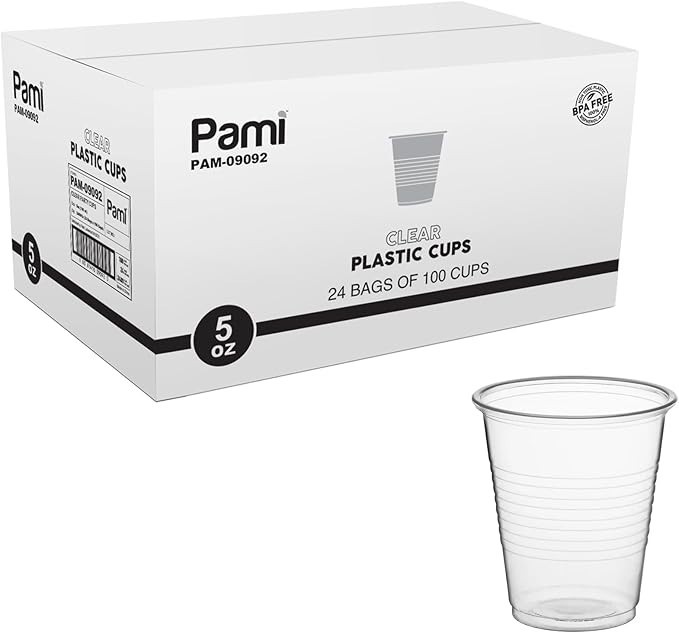 PAMI Clear Plastic Cups 5oz 7oz 9oz Disposable Party Drink Cups Bulk | 200–2400