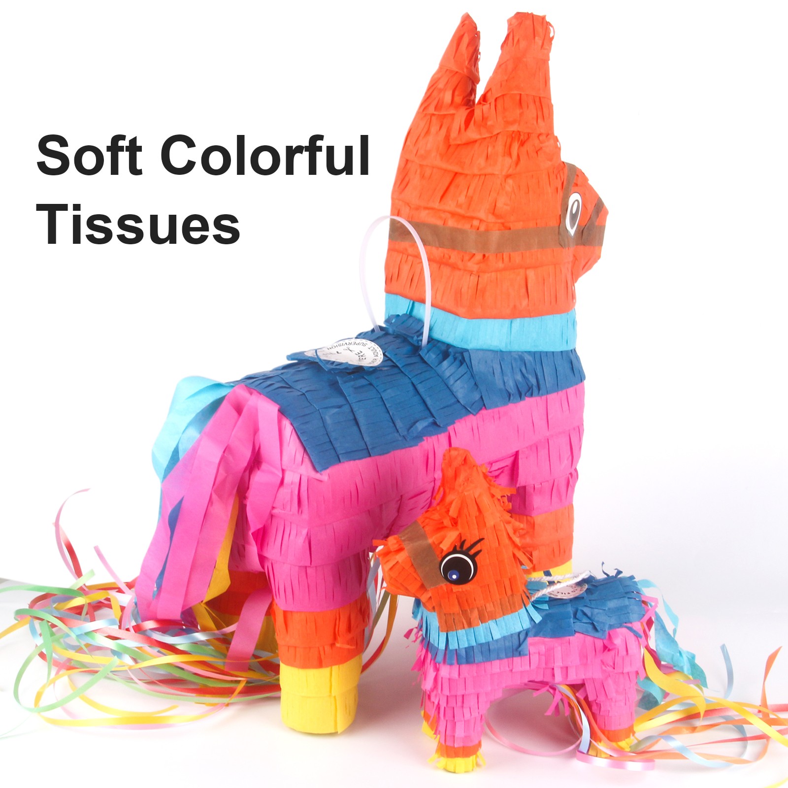 2Pack Donkey Pinata with Hanging Loop Cinco de Mayo Birthday Mexican Party Decor