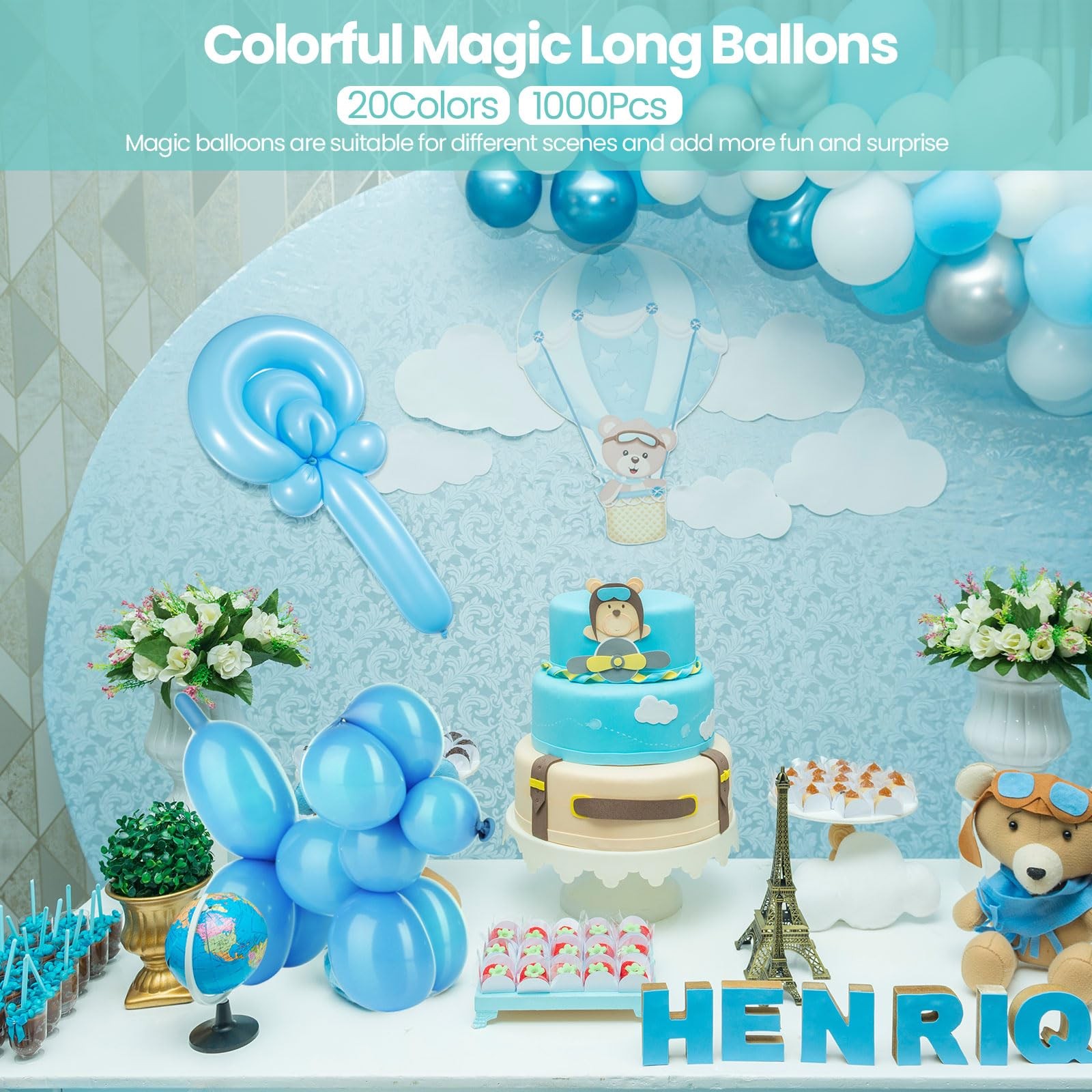 1000 Pcs Long Balloons Bulk 260 Latex Twisting Balloons Decoration for Birthd…