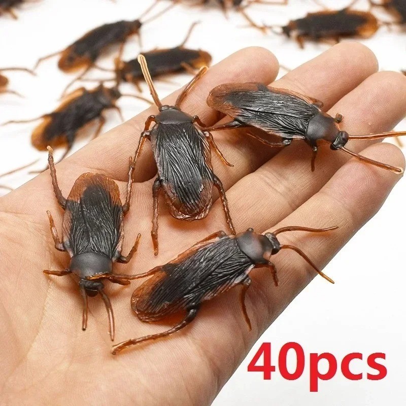 Prank Cockroaches Realistic Cock Roach Rubber Fake Creepy Bugs Gag Toy Joke