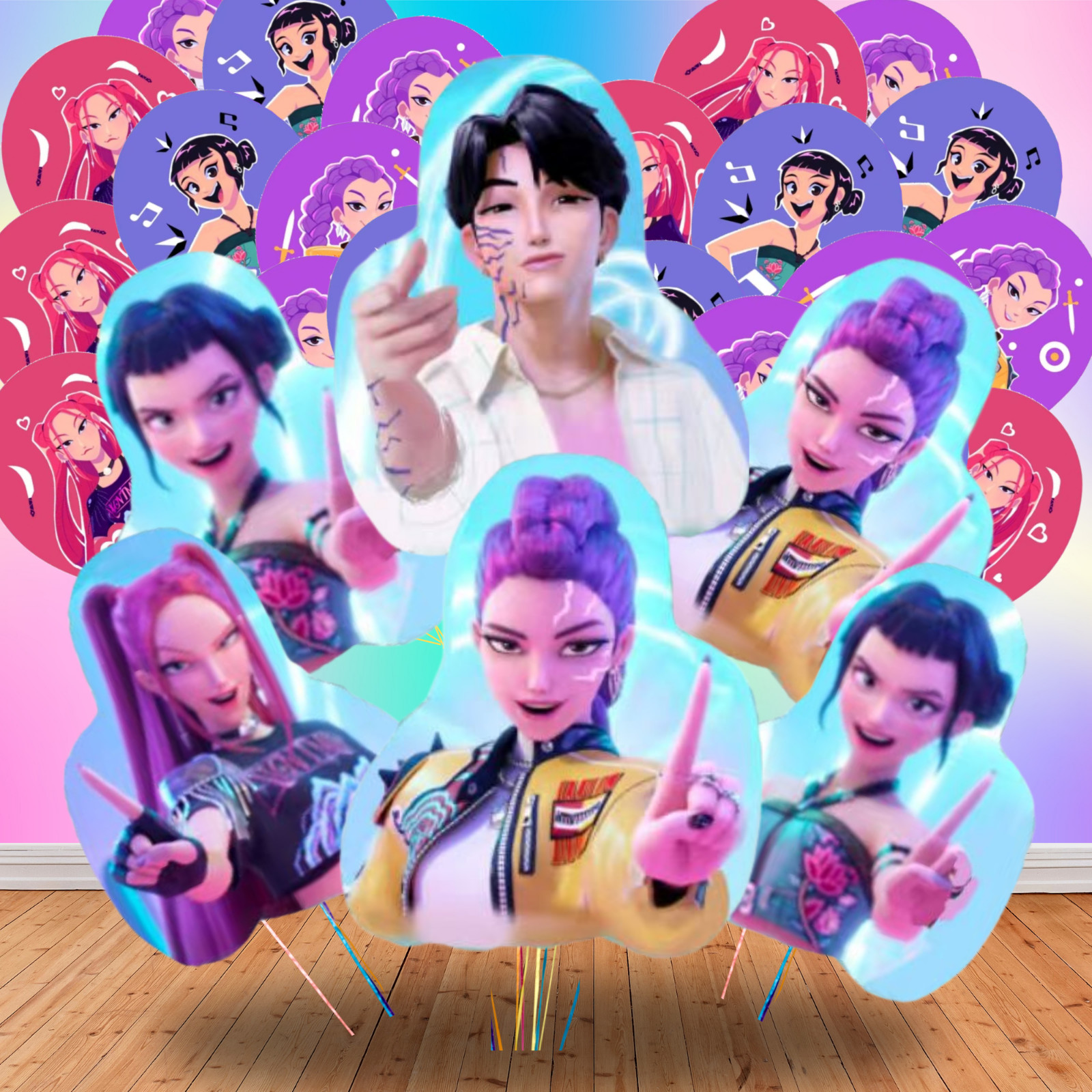 Kpop Gift Box Party Supplies birthday decoration balloon topper demon hunters
