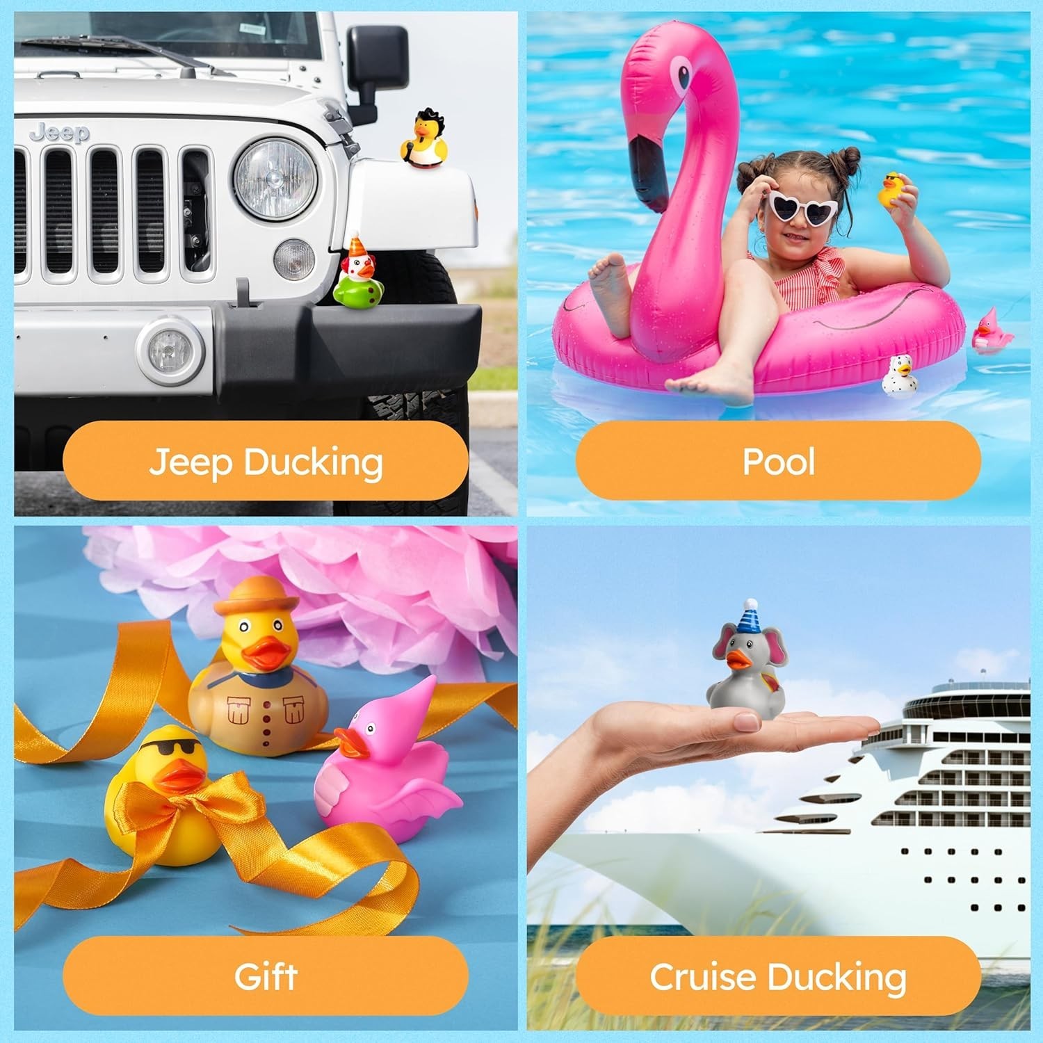 25 PCS Jeep Rubber Ducks in Bulk Assorted Duckies for Ducking Cruise Ducks