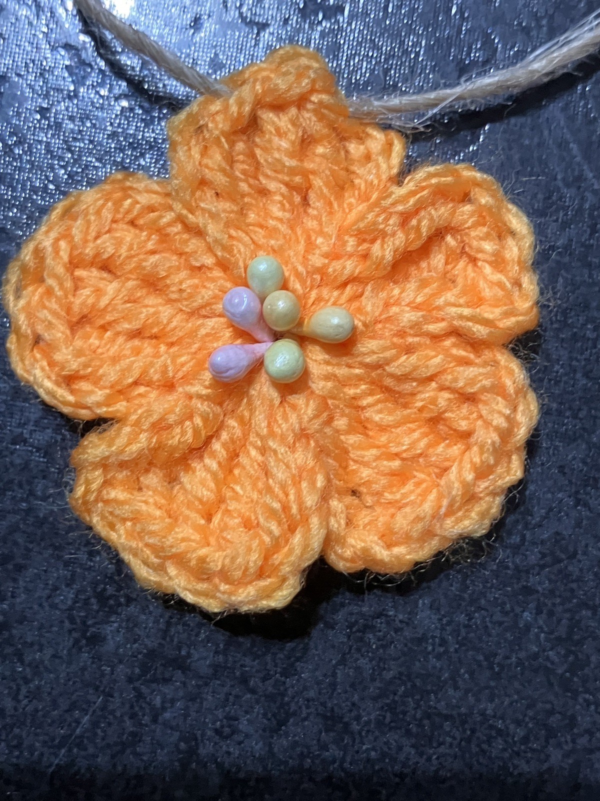 🌸🍃NEW hand Crochet Flower Bunting Leaf sequin Window 30” camper SUMMER Gift