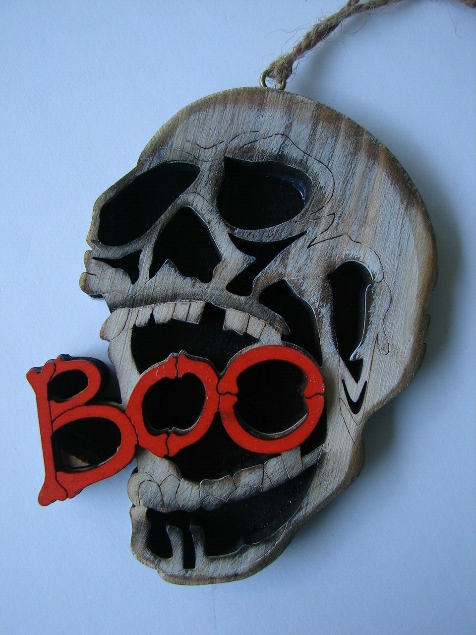 Halloween SCARY 5″ Wooden Mouth Skull Skeleton Ornaments Horror Decoration BOO!