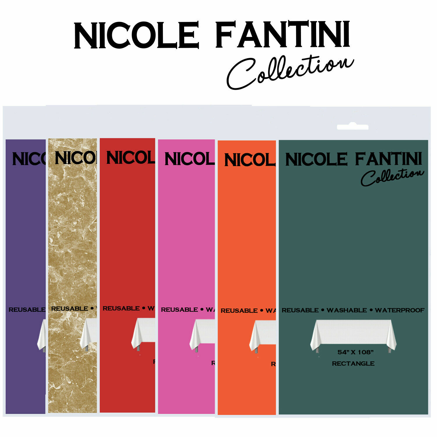 Nicole Fantini Disposable Plastic Tablecloth Rectangle 54″ x 108″ Set of 8