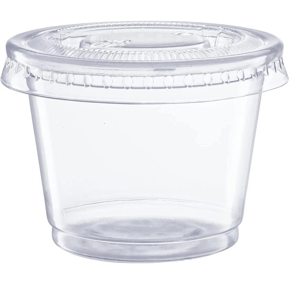 5.5oz Plastic Clear Portion Cups with Lids Pack of 1000 for Sauce Cup BPA Free