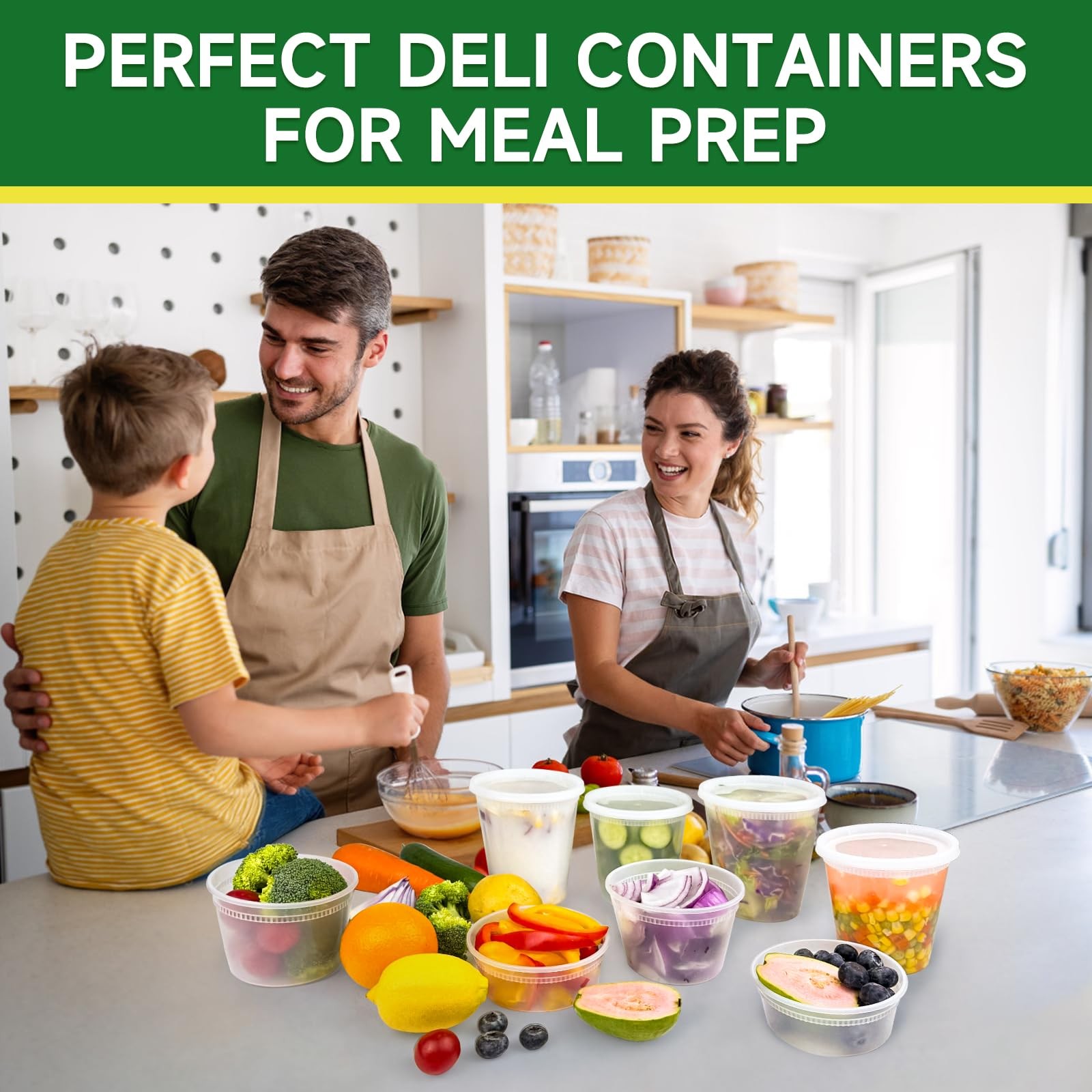 Dealusy 50 Set 24 oz Deli Containers with Lids, Leak-Proof BPA Free Plastic Take