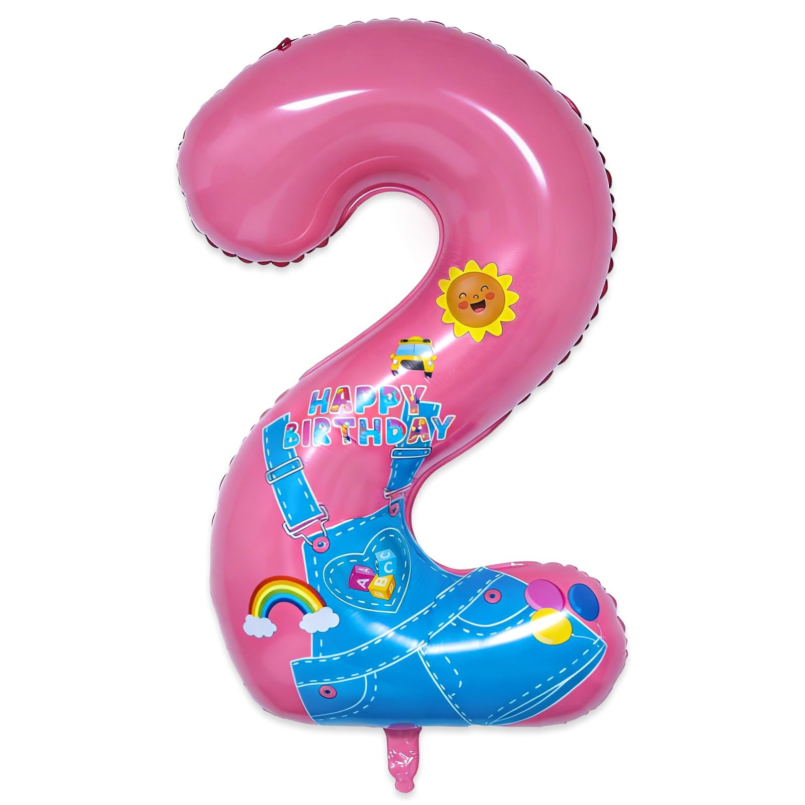 English Teacher Birthday Decorations 40” Pink Rainbow Number 2 Balloon for 2…