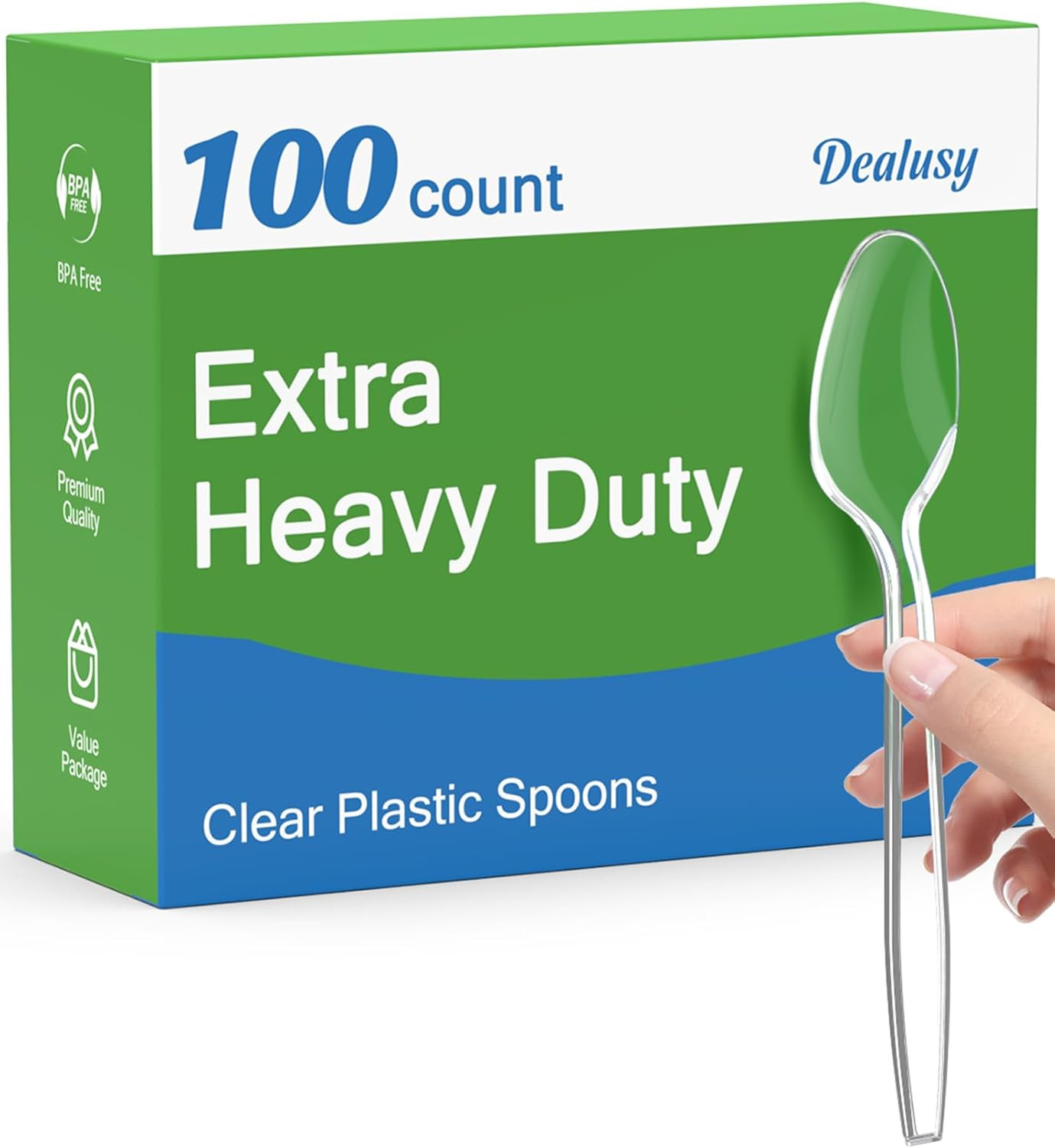 Clear Plastic Spoons 100 Pack Heavy Duty Disposable Cutlery Heat Resistant Utens