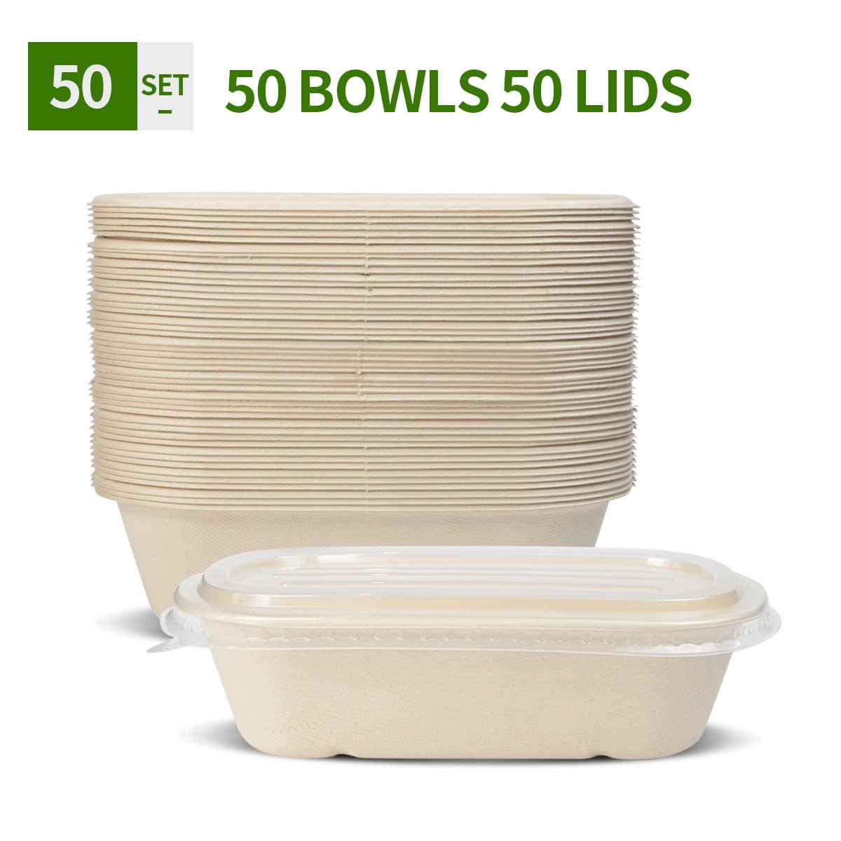 32 oz Disposable Meal Prep Containers with Lids 50 Pack | Disposable Food Con…