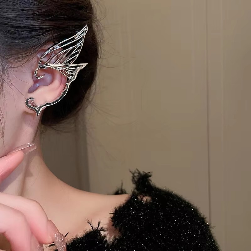 Butterfly Ear-hook Cuff Clip On Earrings No Piercing Metal Jewelry for Women