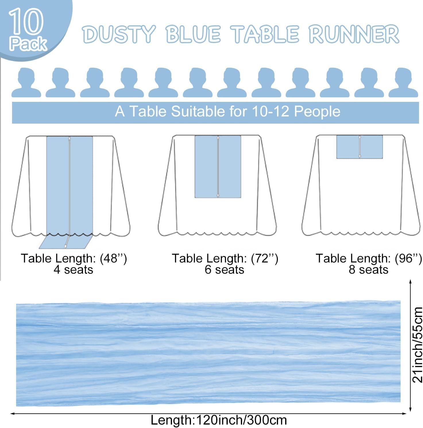 10 Pack Baby Blue Table Runner 21×120 Inch Light Blue Cheesecloth Table Runner 1