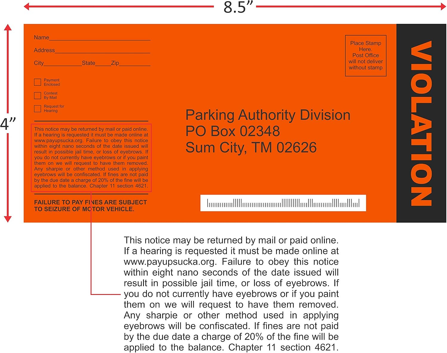 Fake Parking Tickets Prank – Qty 25, Joke Violation Parking, Funny Gag