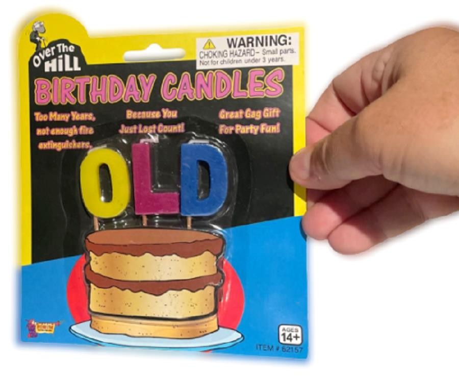 OLD – Over The Hill Birthday Candle Cake Topper – Gag Prank Joke Retirement