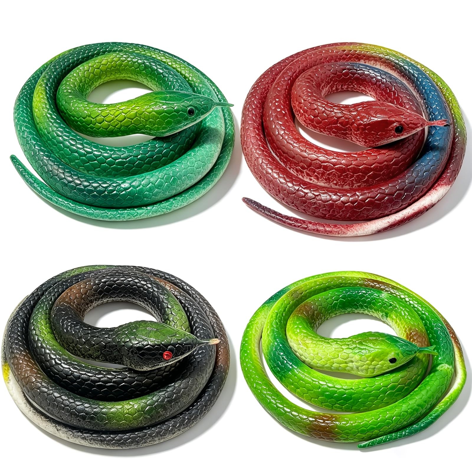 Rubber Snakes to Keep Birds Away, 4 Pcs Realistic Rubber Snakes, 27.5 Inch Pl…